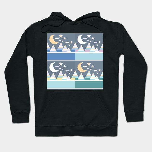 Moon and stars above the mountains night landscape Hoodie by SooperYela